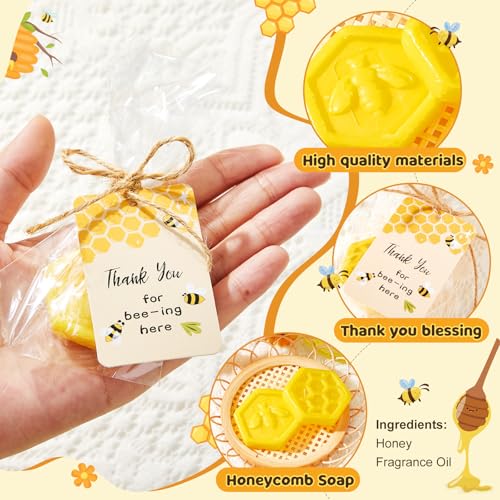 Otuuz 48 Set Baby Shower Favors Bee Party Favors Including Honeycomb Soap with Thank You Card Gift Honey Soap for Guest Gender Reveal Honey Gift Birthday Party Decorations (Yellow) - Image 2