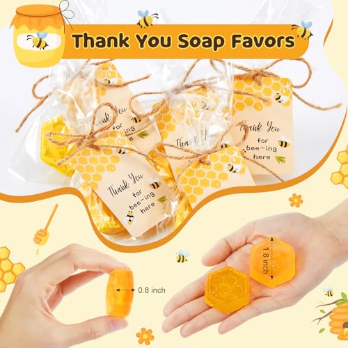 Otuuz 48 Set Baby Shower Favors Bee Party Favors Including Honeycomb Soap with Thank You Card Gift Honey Soap for Guest Gender Reveal Honey Gift Birthday Party Decorations (Yellow) - Image 3