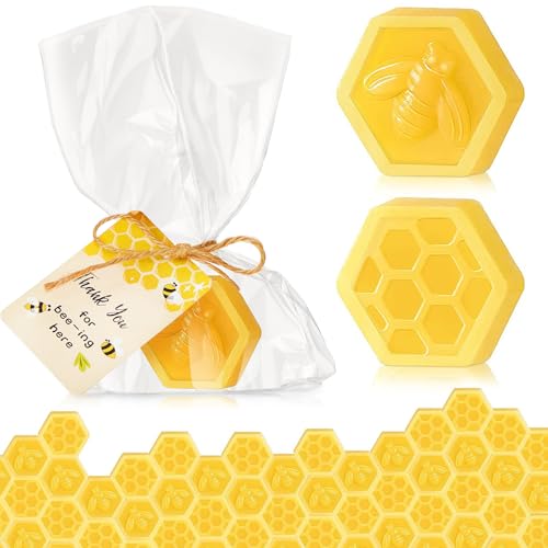 Otuuz 48 Set Baby Shower Favors Bee Party Favors Including Honeycomb Soap with Thank You Card Gift Honey Soap for Guest Gender Reveal Honey Gift Birthday Party Decorations (Yellow) - Image 1