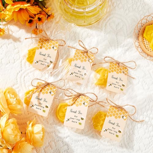 Otuuz 48 Set Baby Shower Favors Bee Party Favors Including Honeycomb Soap with Thank You Card Gift Honey Soap for Guest Gender Reveal Honey Gift Birthday Party Decorations (Yellow) - Image 4