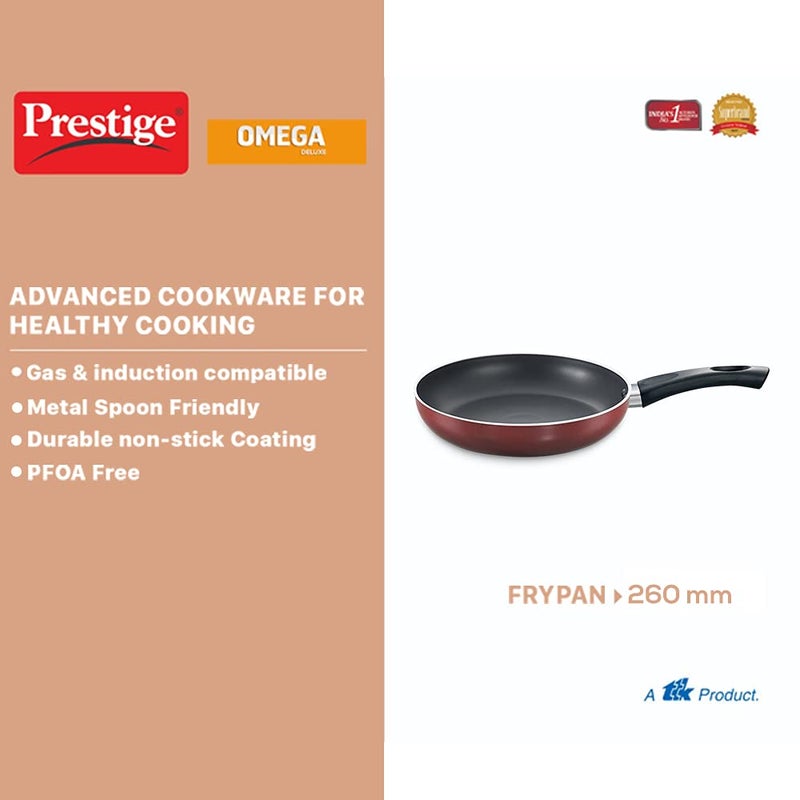 Prestige TTK OMG DLX Sleeve Induction Base Non-Stick Aluminium Fry Pan, 26cm, Red - Image 3