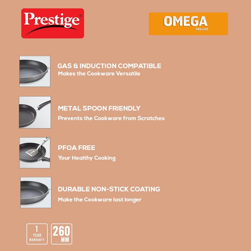 Prestige TTK OMG DLX Sleeve Induction Base Non-Stick Aluminium Fry Pan, 26cm, Red - Image 4