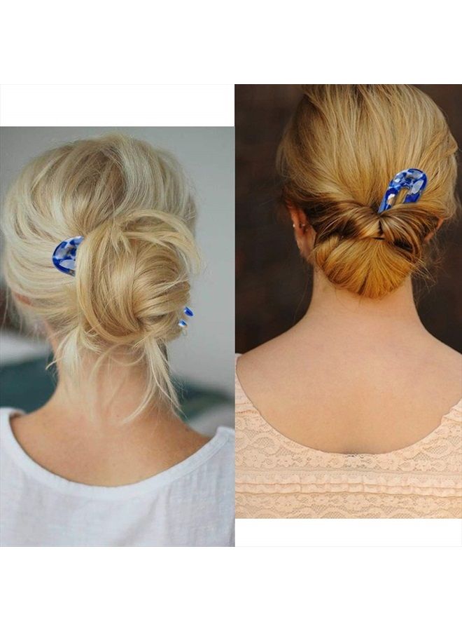 HYFEEL French Hair Forks Tortoise Shell U Shape Updo Hair Pins Clips for Thin Thick Hair, 4.3 inch Classic Cellulose Acetate 2 Prong Bun Hair Sticks Chignon Women Vintage Hairstyle Accessories, 3 Pack - Image 2