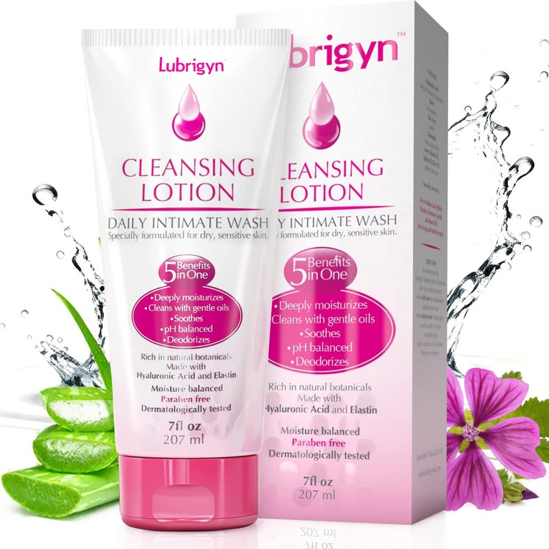 Lubrigyn - Cleansing Lotion, Moisturizing and Replenishing Daily Feminine Wash, Hyaluronic Acid-Enriched Feminine Care for Dry and Delicate Skin, pH Balancing Wash with Fitoextract Complex, 7 fl oz - Image 1