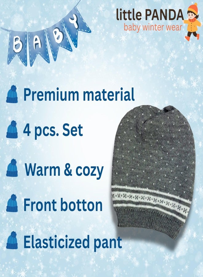 little PANDA Baby Sweater, Pant, Cap & Socks Sweater Set for New Born (IN, Age, 6 Months, 9 Months, Regular, Grey) - Image 3