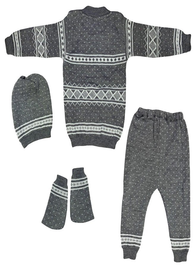 little PANDA Baby Sweater, Pant, Cap & Socks Sweater Set for New Born (IN, Age, 6 Months, 9 Months, Regular, Grey) - Image 2