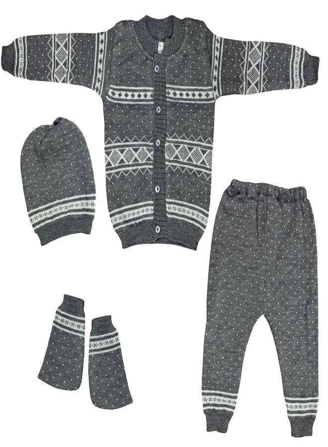 little PANDA Baby Sweater, Pant, Cap & Socks Sweater Set for New Born (IN, Age, 6 Months, 9 Months, Regular, Grey) - Image 1