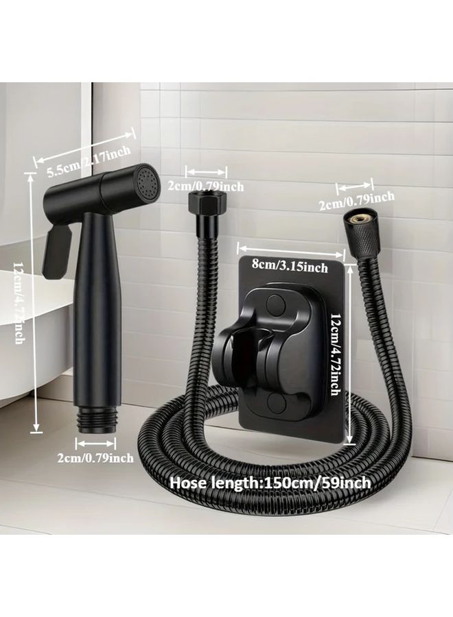 3pcs Silvery High Pressure Shower Head Spray Gun 59 Inch Explosion Proof Hose Set With Wall Mount Base Multi Purpose Enhanced Cleaning Bathroom Kitchen Accessories - Image 5