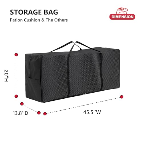 Turtle Life Cushion Storage Bag, Outdoor Patio Heavy Duty Storage Bag with Zipper and Handle, Black - Image 3