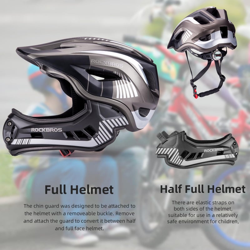 ROCKBROS Kids Full Face Helmet Kids Bike Helmets Lightweight Toddler Mountain Bike Helmet Detachable for MTB BMX Skating Cycling Scooter Safety Bicycle Helmets for Youth Child Boys Girls Ages 3-16 - Image 3