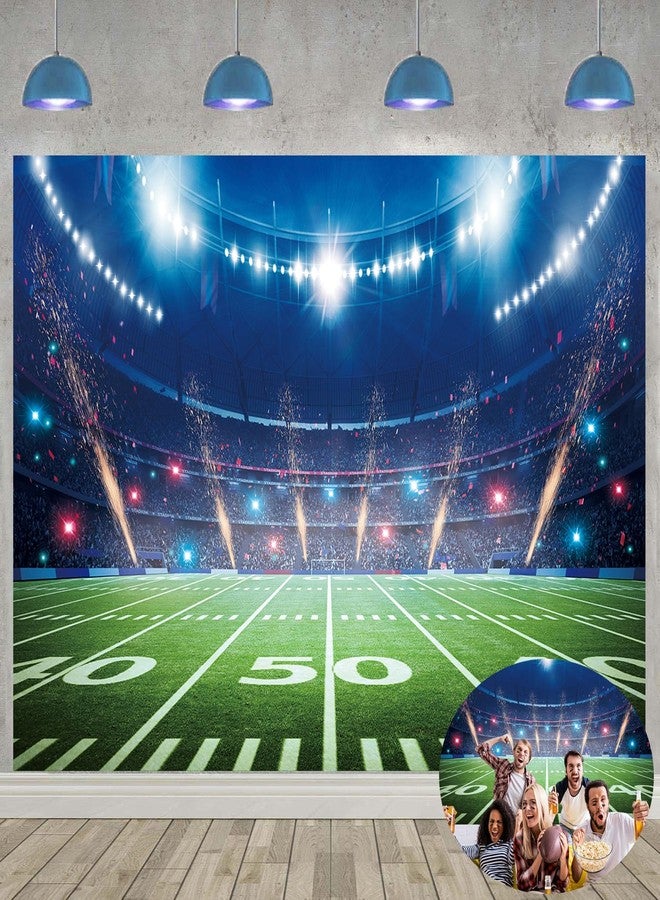 CINRAY Football Field Backdrop for Photography 7x5FT Sports Stadium Auditorium Light Bowl Night Background Football Theme Party Decorations Photo Props - Image 1