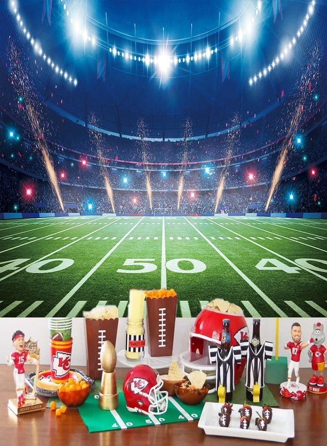 CINRAY Football Field Backdrop for Photography 7x5FT Sports Stadium Auditorium Light Bowl Night Background Football Theme Party Decorations Photo Props - Image 2