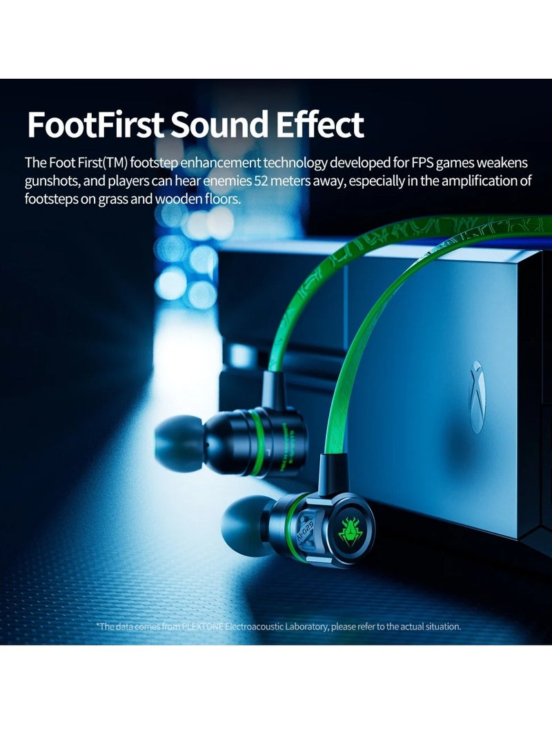 3.5mm Wired Earphones,  G20 Gaming Headphones with Metal Bass, HD Microphone, Type-C Adapter, Stereo Gaming Earphone Green - Image 4