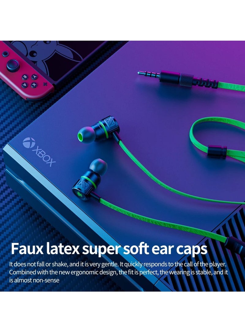 3.5mm Wired Earphones,  G20 Gaming Headphones with Metal Bass, HD Microphone, Type-C Adapter, Stereo Gaming Earphone Green - Image 3