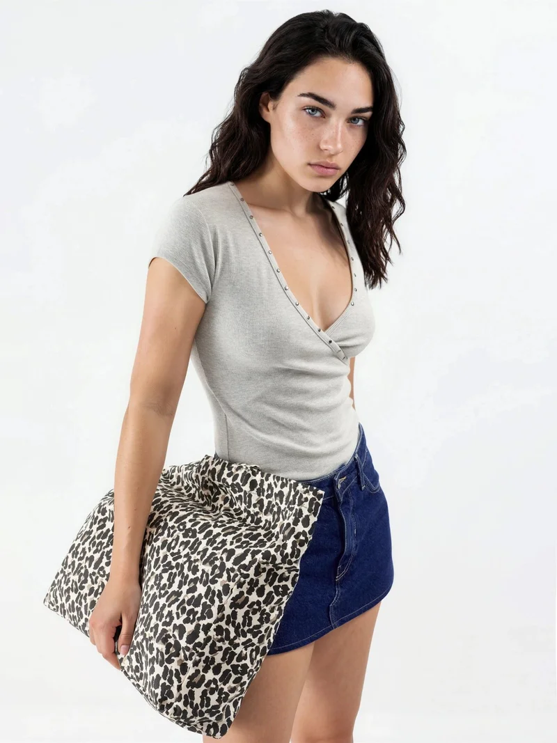 Busem BUSEM V-Neck Ribbed Slim Fit Blouse