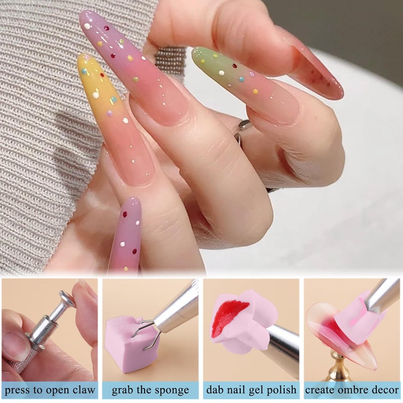 Fcozpjk 100Pcs Soft Nail Sponges for Ombre, Gradient Effect Pink Nail Art Sponges With Grabbing Pen 6Pcs Wedge Sponges Aura Nails Ombre Nail Brush Professional Accessories Manicure Salon Supplies - Image 3