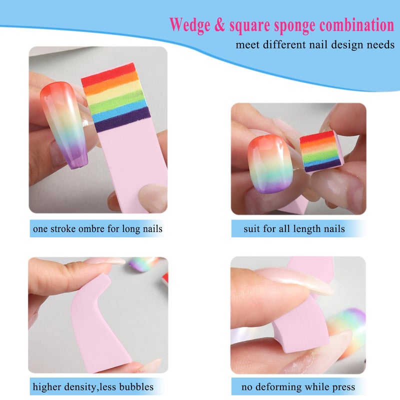 Fcozpjk 100Pcs Soft Nail Sponges for Ombre, Gradient Effect Pink Nail Art Sponges With Grabbing Pen 6Pcs Wedge Sponges Aura Nails Ombre Nail Brush Professional Accessories Manicure Salon Supplies - Image 5