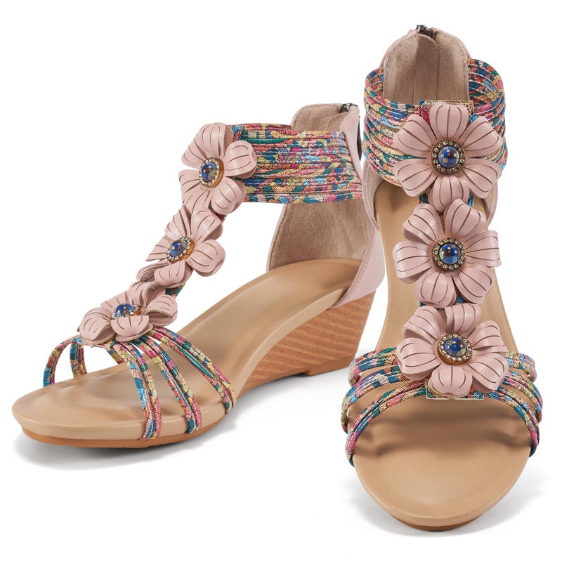 FUDYNMALC Womens Sandals Wedge Shoes: All-Day Comfort Dressy Wedges 2026 with Zipper Open Toe Summer Gladiator Sandals for Casual - Image 1