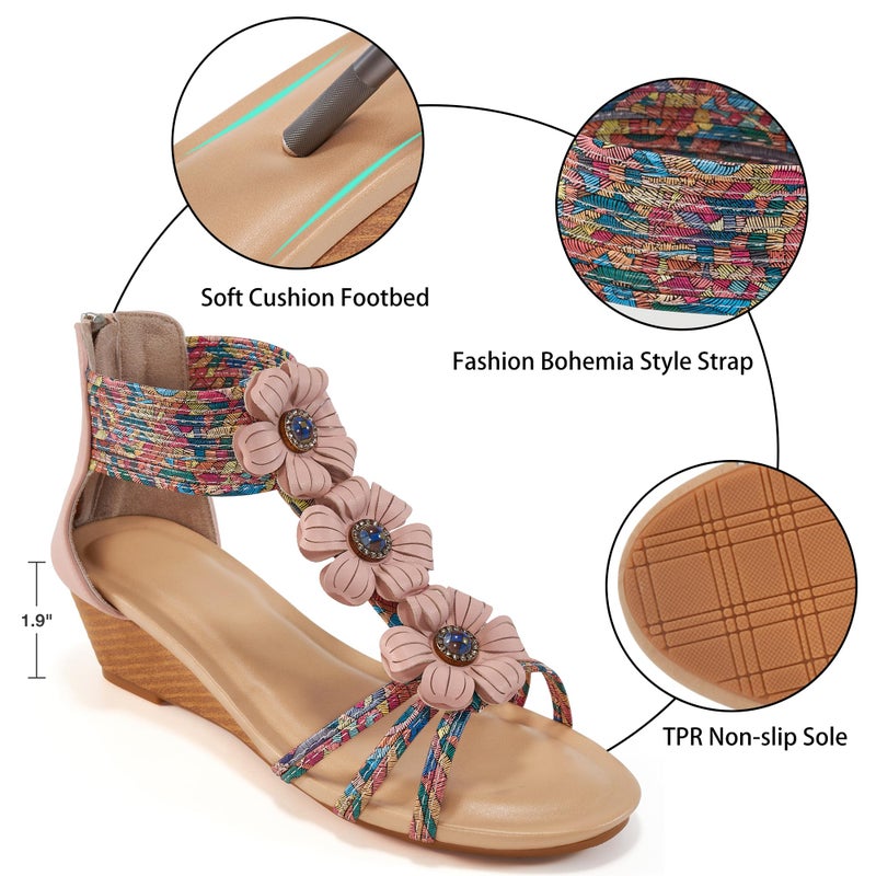 FUDYNMALC Womens Sandals Wedge Shoes: All-Day Comfort Dressy Wedges 2026 with Zipper Open Toe Summer Gladiator Sandals for Casual - Image 5