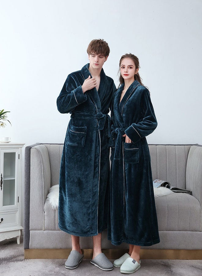 Hanayo Bath Robes Bathrobes Coat For Women & Men V Neck Long Sleeve Sleepwear Warm Unisex Couple Bathrobe Perfect for Everyday Use(Green,XL) - Image 4