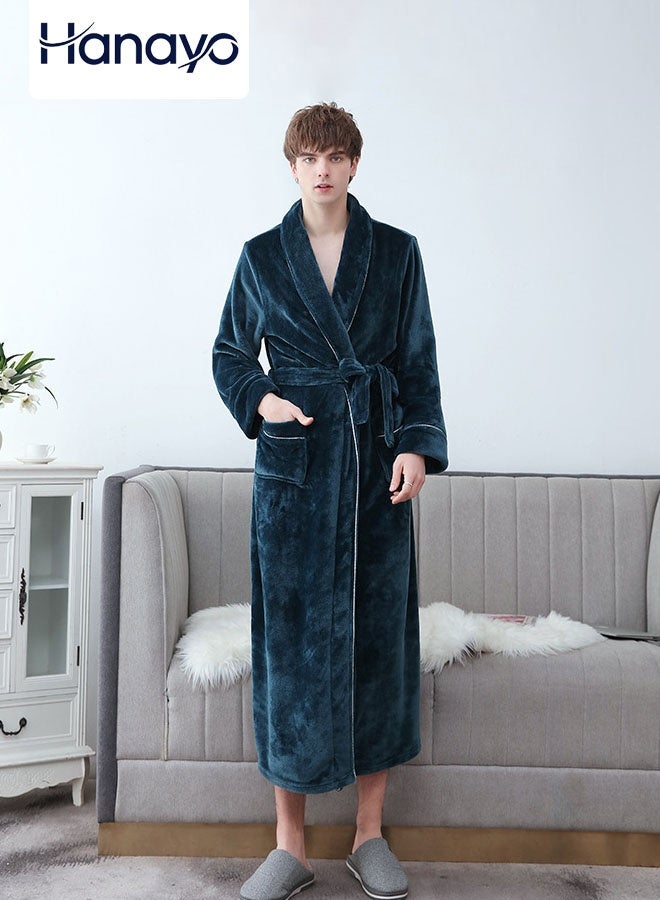Hanayo Bath Robes Bathrobes Coat For Women & Men V Neck Long Sleeve Sleepwear Warm Unisex Couple Bathrobe Perfect for Everyday Use(Green,XL) - Image 1