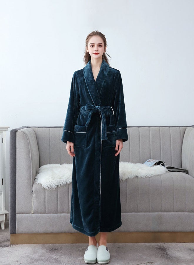 Hanayo Bath Robes Bathrobes Coat For Women & Men V Neck Long Sleeve Sleepwear Warm Unisex Couple Bathrobe Perfect for Everyday Use(Green,XL) - Image 2
