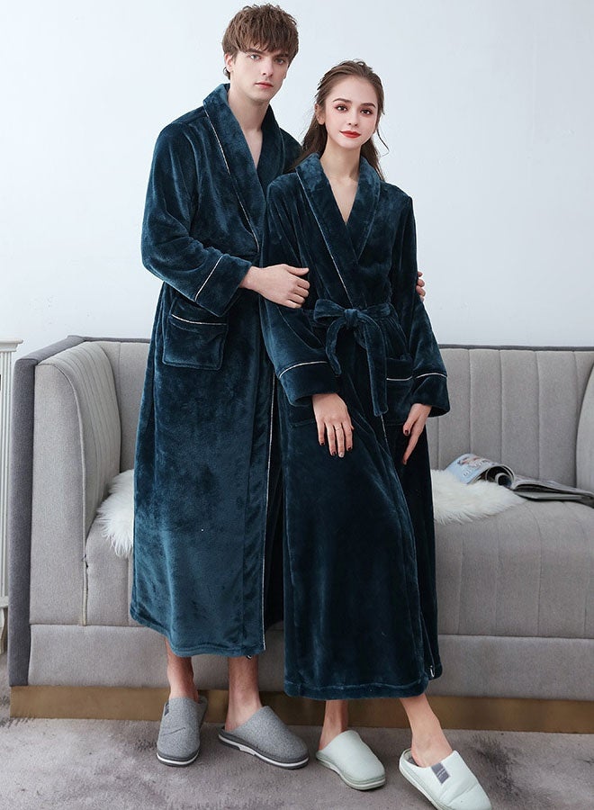 Hanayo Bath Robes Bathrobes Coat For Women & Men V Neck Long Sleeve Sleepwear Warm Unisex Couple Bathrobe Perfect for Everyday Use(Green,XL) - Image 3