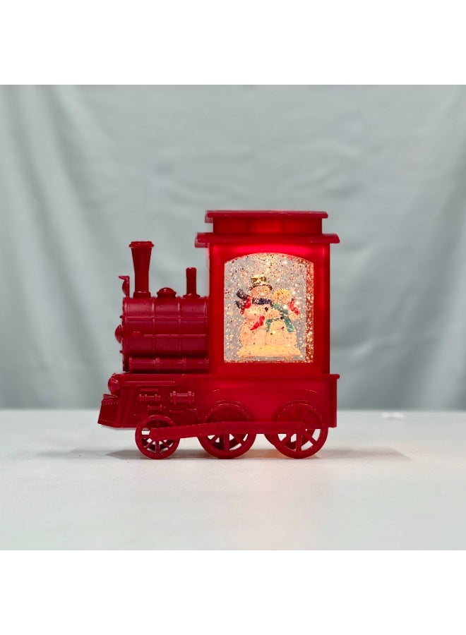 Christmas Train Snow Globe Lantern With Swirling Glitter - Light Up Musical Red Locomotive With Snowman Inside - Holiday Home Decor, Festive Ramadan & Christmas Gift - Image 1