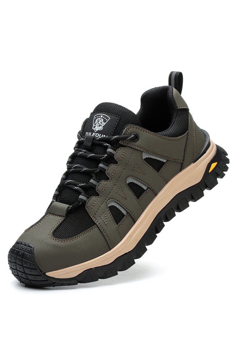 41 Green Steel Toe Safety Shoes Men Work Safety Boots Lightweight Breathable Comfortable Sneakers Me