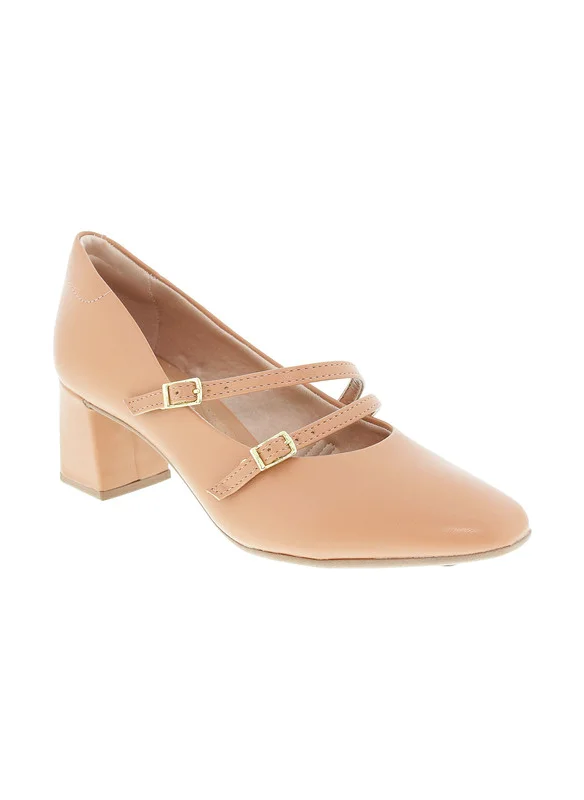 بيرا ريو Beira Rio Ladies Mid Heel Shoes Nude | Made In Brazil