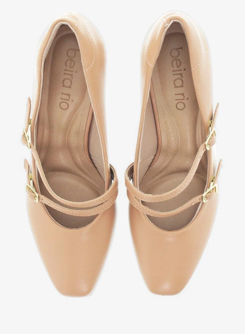 Beira Rio Nude Mid Heels Shoes for Women – Classic Mid Heel Pumps for Girls & Ladies Office Wear for Women | Best Price UAE
