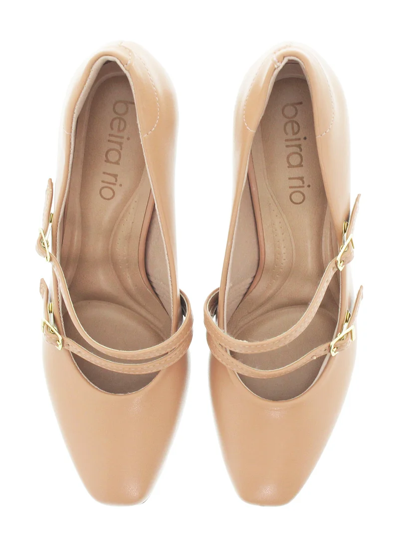 Beira Rio Nude Mid Heels Shoes for Women – Classic Mid Heel Pumps for Girls & Ladies Office Wear for Women | Best Price UAE