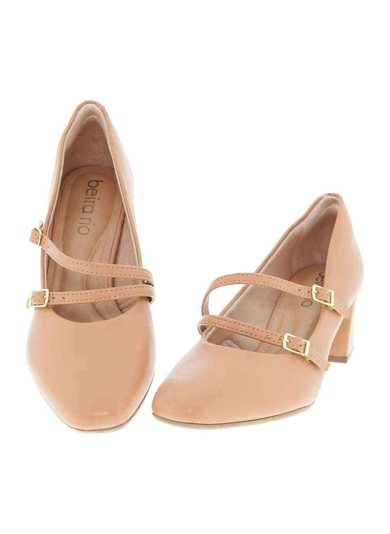 Beira Rio Nude Mid Heels Shoes for Women – Classic Mid Heel Pumps for Girls & Ladies Office Wear for Women | Best Price UAE