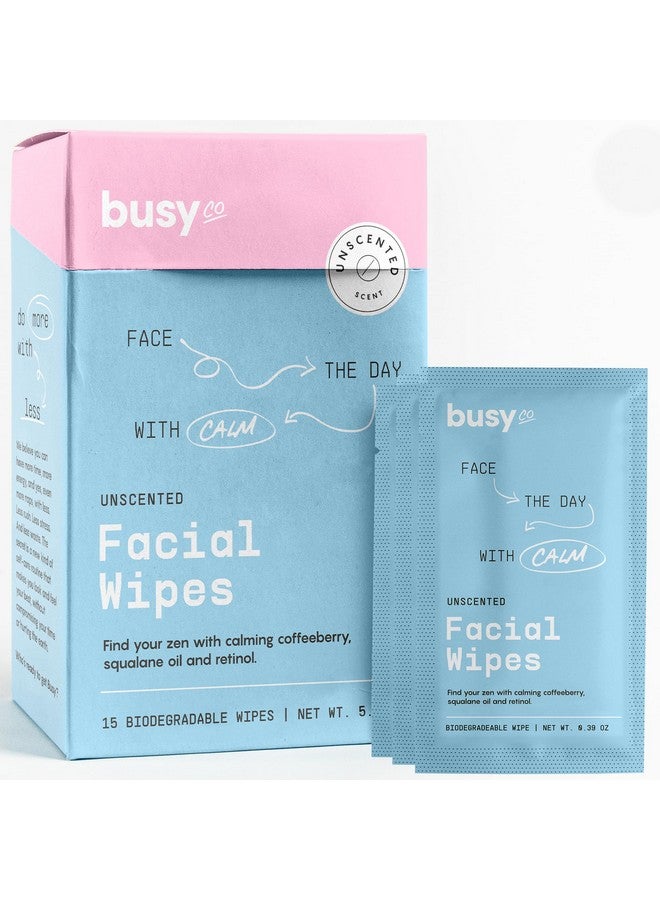 BUSYCO Calm Line Facial Wipes Brightening Cleaning Wipes Unscented Moist Towelettes Individually Wrapped Natural Wipes & Face Wash Cloth For Facial Cleansing With Aha/Bha Clover And Calendula 15Ct  - Image 1