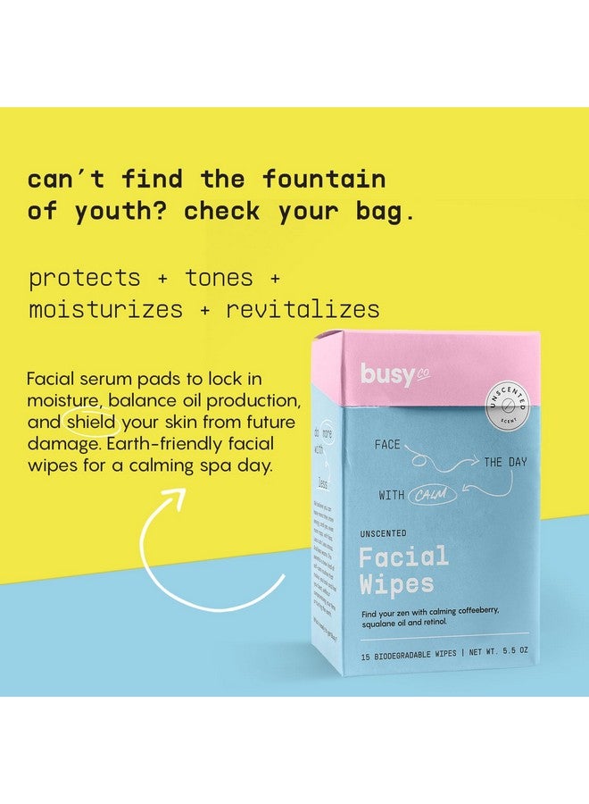 BUSYCO Calm Line Facial Wipes Brightening Cleaning Wipes Unscented Moist Towelettes Individually Wrapped Natural Wipes & Face Wash Cloth For Facial Cleansing With Aha/Bha Clover And Calendula 15Ct  - Image 2