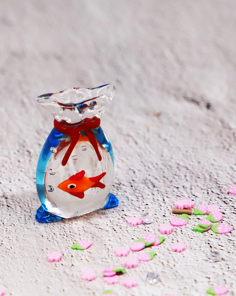 RillyRellow Miniature Glass Goldfish, Tiny Goldfish in a Bag, Dollhouse Glass Red Fish Figurine, for Aquarium Fish Ornament, Dollhouse Miniature DIY, Seaworld Ocean Lover (1PCS) - Image 3