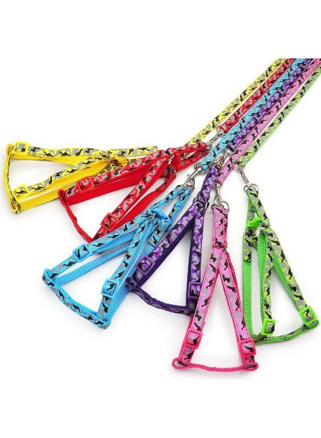 مجموعة حزام ومقود من النايلون الناعم المخيط بشريط ملون قابل للتعديل مناسب للقطط والقطط الصغيرة والجراء - 15 مم (قد يختلف اللون) - Image 4