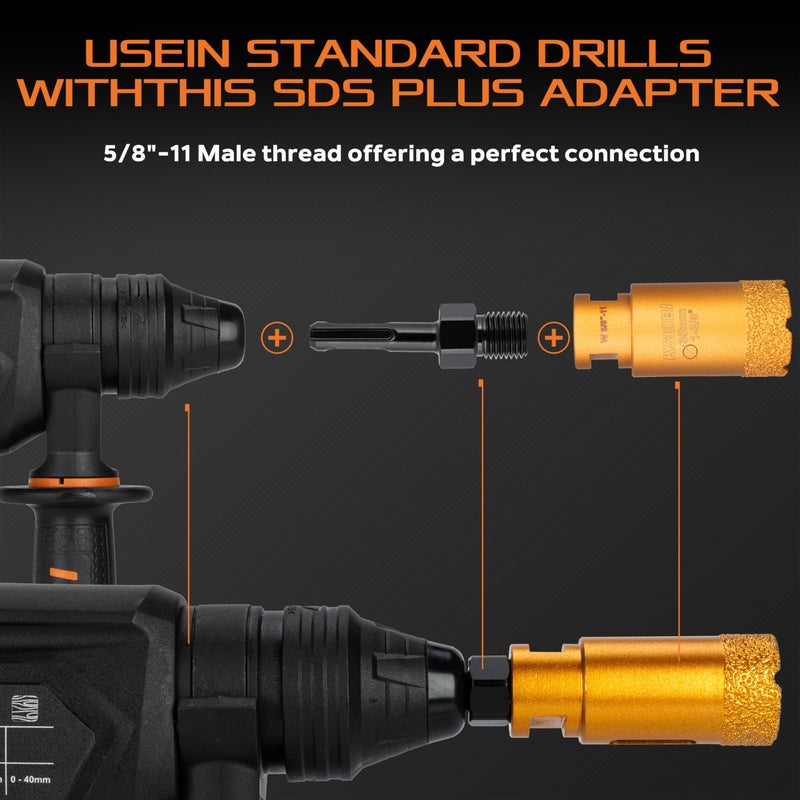 KSEIBI 617073 SDS-Plus Adapter for Holesaw and Diamond Core Bits, 5/8"-11 Male Drill Bit Converter | Industrial Grade - Image 4