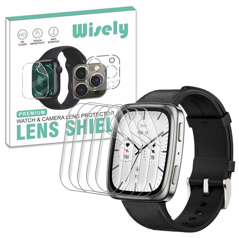 Wisely Pack 5 - Screen Guard Protector Compatible for Amazfit Active 2 Square Smartwatch, 1.75-inch, HD Clear, Full Coverage, Bubble-Free Installation Kit - Image 1