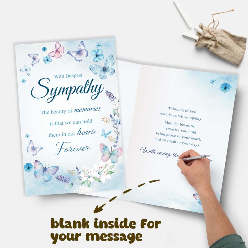 Bewoow Sympathy Card for Loss of Loved One, Heartfelt Condolence Card, Comforting Bereavement Greeting for Family Friends, Deepest Sympathy Gift Cards with envelopes - Image 3
