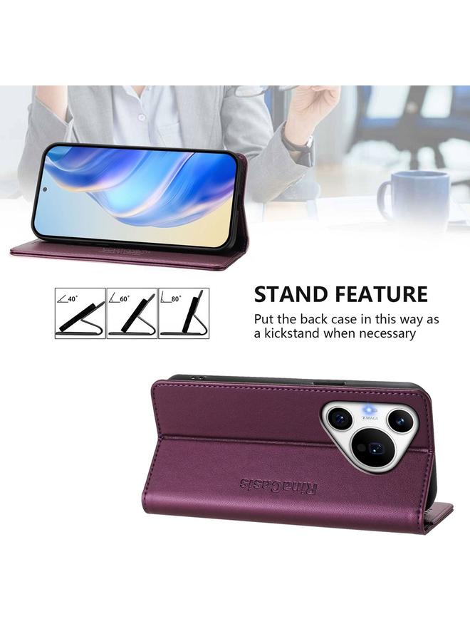 Zaboon Case For Huawei Pura 70 Pro / Pura 70 Pro+ RC01 Dual-Folded Magnetic Suction RFID Leather Phone Case - Image 4