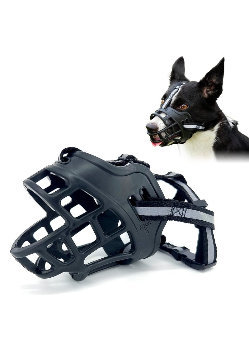 Barakah Dog Muzzles, Breathable Basket Muzzles for Medium, Large Dogs, Adjustable Breathable Muzzle for Pet with Reflective Strip, Stop Biting, Barking and Chewing, Best for Aggressive Dogs (Medium, Black) - Image 1