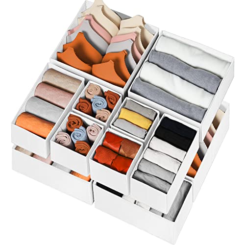 Criusia Drawer Organizer Clothes 12 Pack - Fabric Closet Organizers and Storage for Nursery Organization - Dresser Drawer Dividers for Baby Clothes/Socks/Underwear/Bras - College Dorm Room Essentials - Image 1