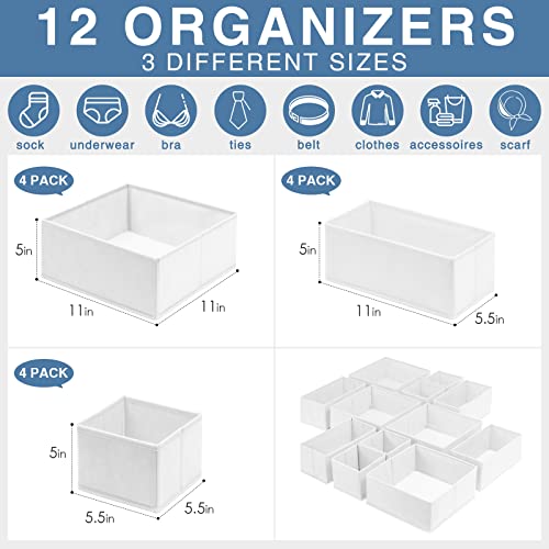 Criusia Drawer Organizer Clothes 12 Pack - Fabric Closet Organizers and Storage for Nursery Organization - Dresser Drawer Dividers for Baby Clothes/Socks/Underwear/Bras - College Dorm Room Essentials - Image 3