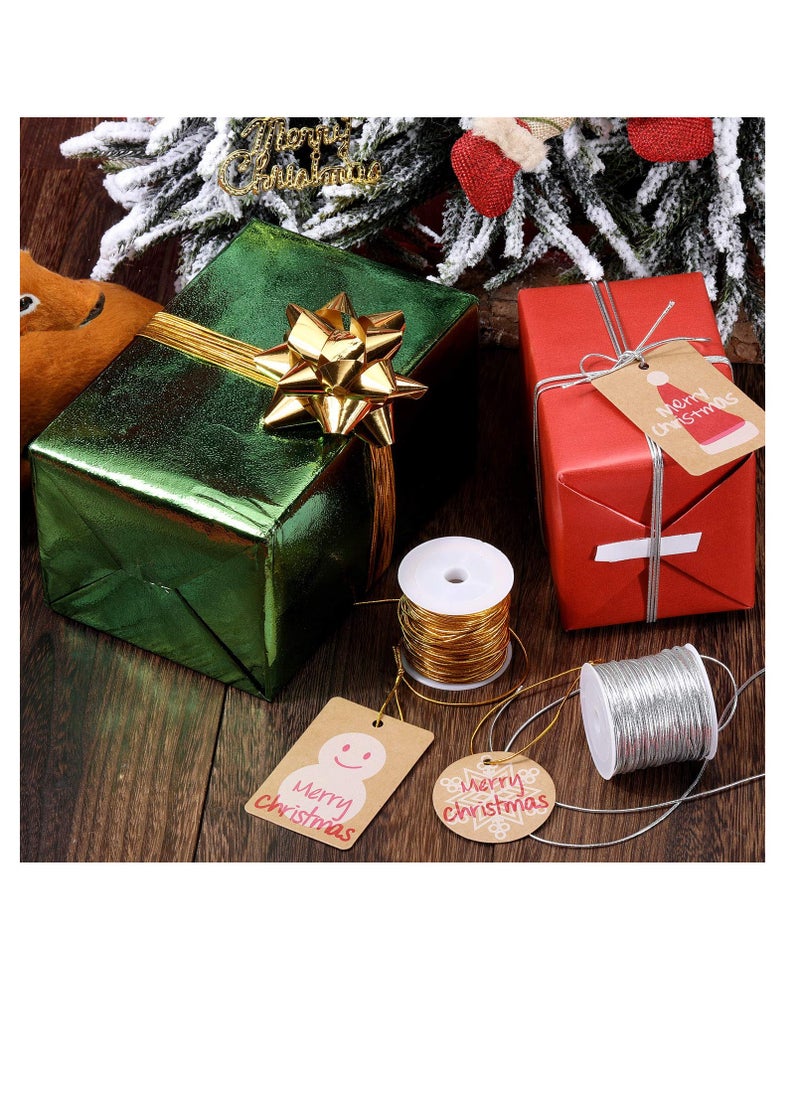 Generic - 2 Rolls Metallic Elastic Cords Stretch Cord Ribbon Metallic Tinsel Cord Rope 20 m /2mm - Image 1