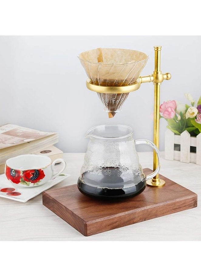 Generic Liying Pour Over Coffee Dripper with Stand, 360° Rotatable, Wooden and Brass, 20 Filter Papers, Cup For a Coffee shop, Outdoor and Home  - Image 5