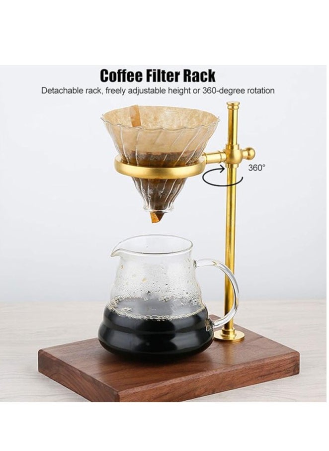 Generic Liying Pour Over Coffee Dripper with Stand, 360° Rotatable, Wooden and Brass, 20 Filter Papers, Cup For a Coffee shop, Outdoor and Home  - Image 4