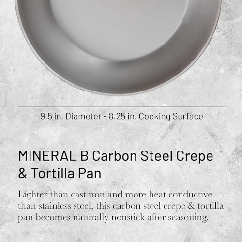 De Buyer مقلاة دي باير MINERAL B من الفولاذ الكربوني - بقطر 9.5 بوصة، وسطح طهي 8.3 بوصة - مثالية لصنع وإعادة تسخين الكريب، التورتيلا والفطائر - خالية من PFAS وPFOA وPFOS - مصنوعة في فرنسا - Image 2
