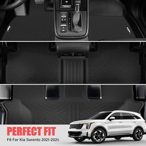 XEEQQMO Floor Mats for 2021-2026 Kia Sorento 6&7 Seats Hybrid Trunk Mat with Backrest Mat All Weather TPE Rubber Cargo Liner Back Seat Cover 3rd Row for 2026 Kia Sorento Accessories - Image 4