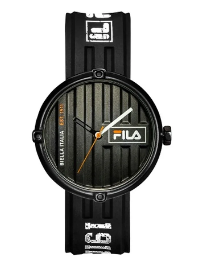 FILA Fila Style Unisex Analog Watch Alloy Steel Case Black Silicone Strap, 38-338-105, size 40mm